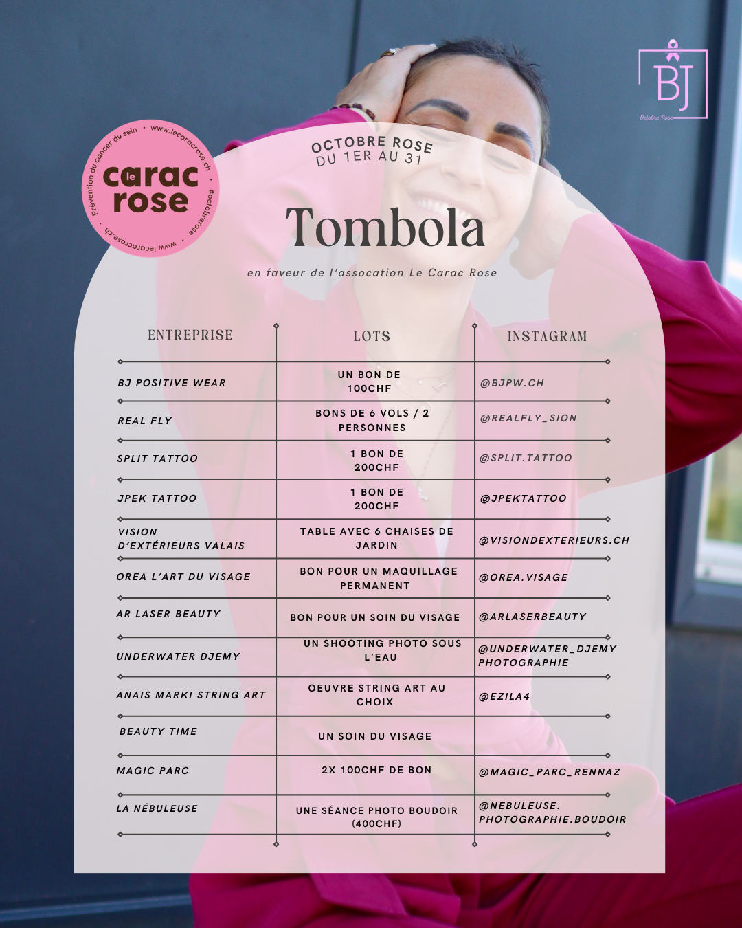Tombola en faveur de l'association ''Le Carac Rose'' 💕